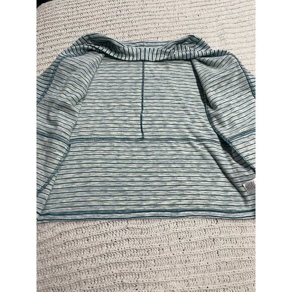 T by Talbots Cardigan Open Front Womens XS Blue White Stripe Long Sleeve Pockets - Picture 7 of 8